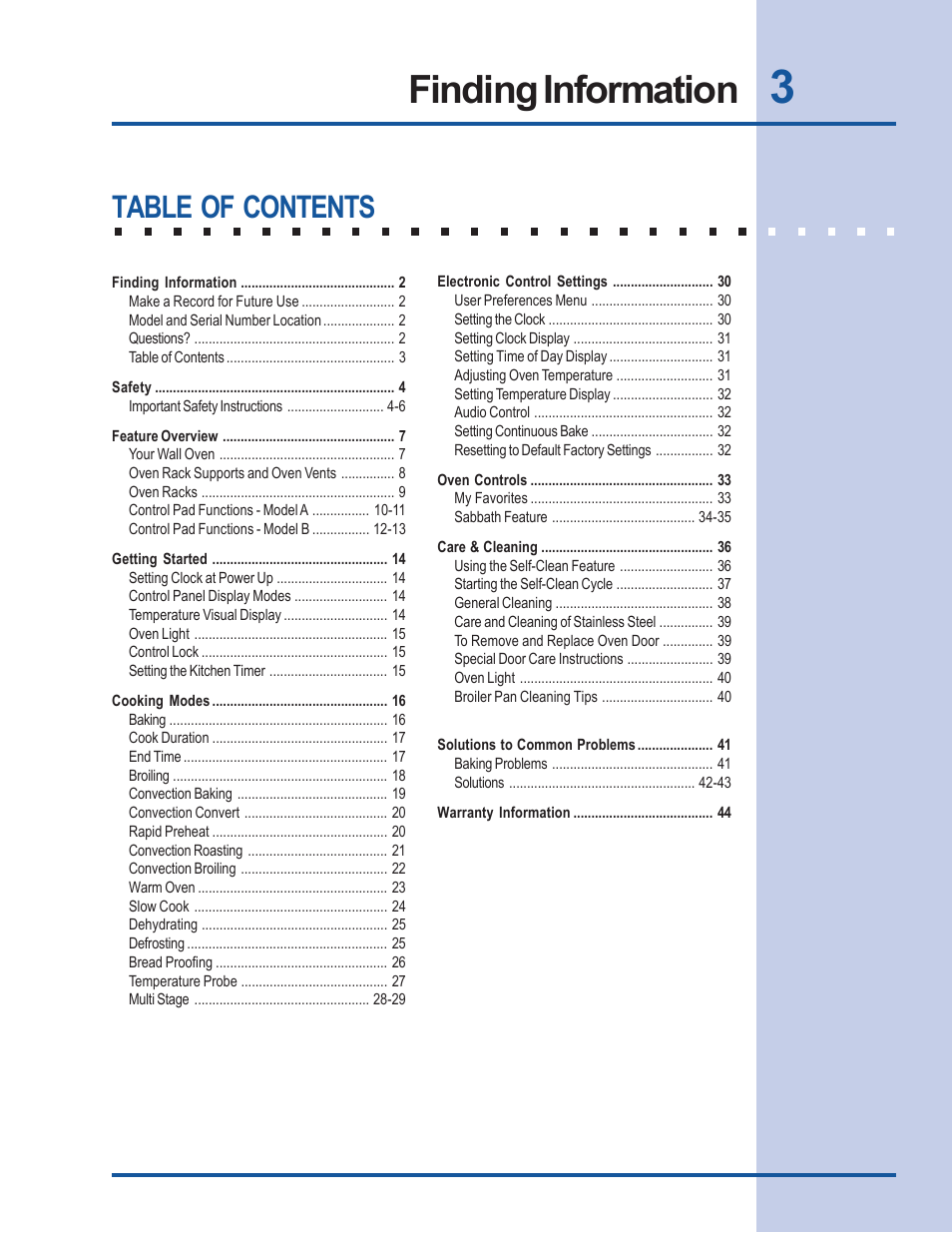 Electrolux Built-In Wall Oven User Manual | Page 3 / 44