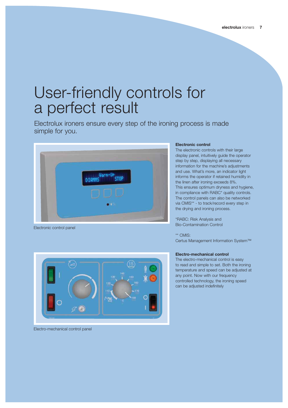 User-friendly controls for a perfect result | Electrolux Professional Ironers IB42316 User Manual | Page 7 / 12