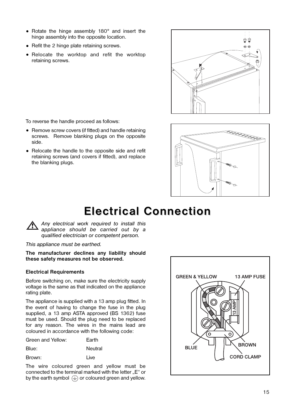 Electrical connection | Electrolux 160 LA User Manual | Page 15 / 16