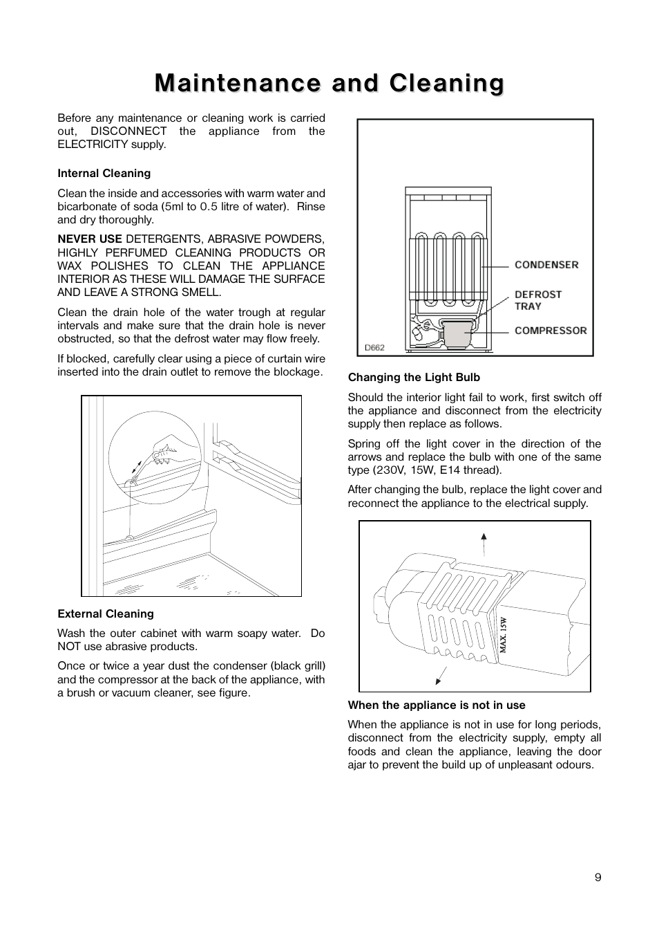 Maint, Maint enance and cleaning enance and cleaning | Electrolux 160 LA User Manual | Page 9 / 16