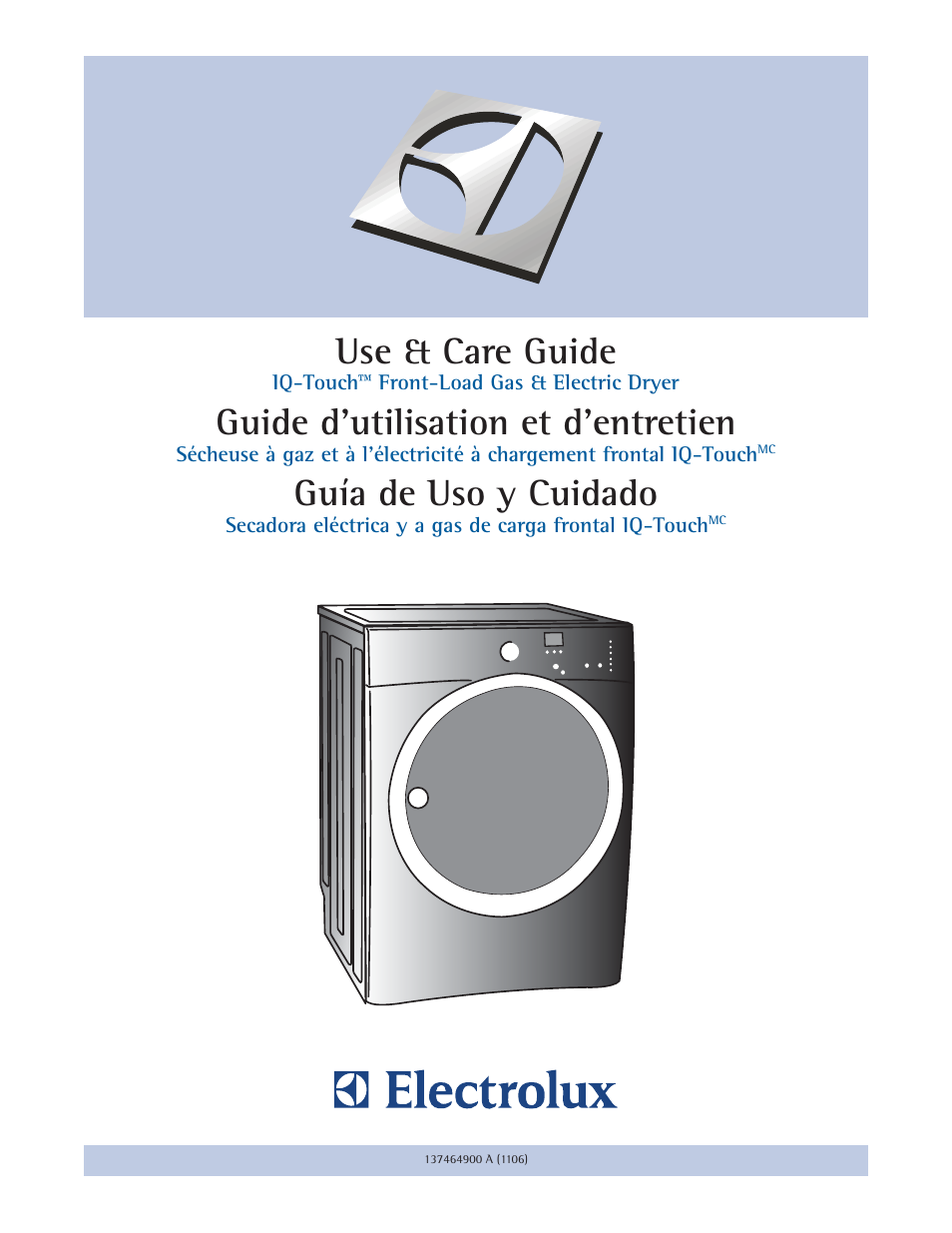 Electrolux IQ-Touch Front-Load Gas & Electric Dryer 137464900 A User Manual | 20 pages
