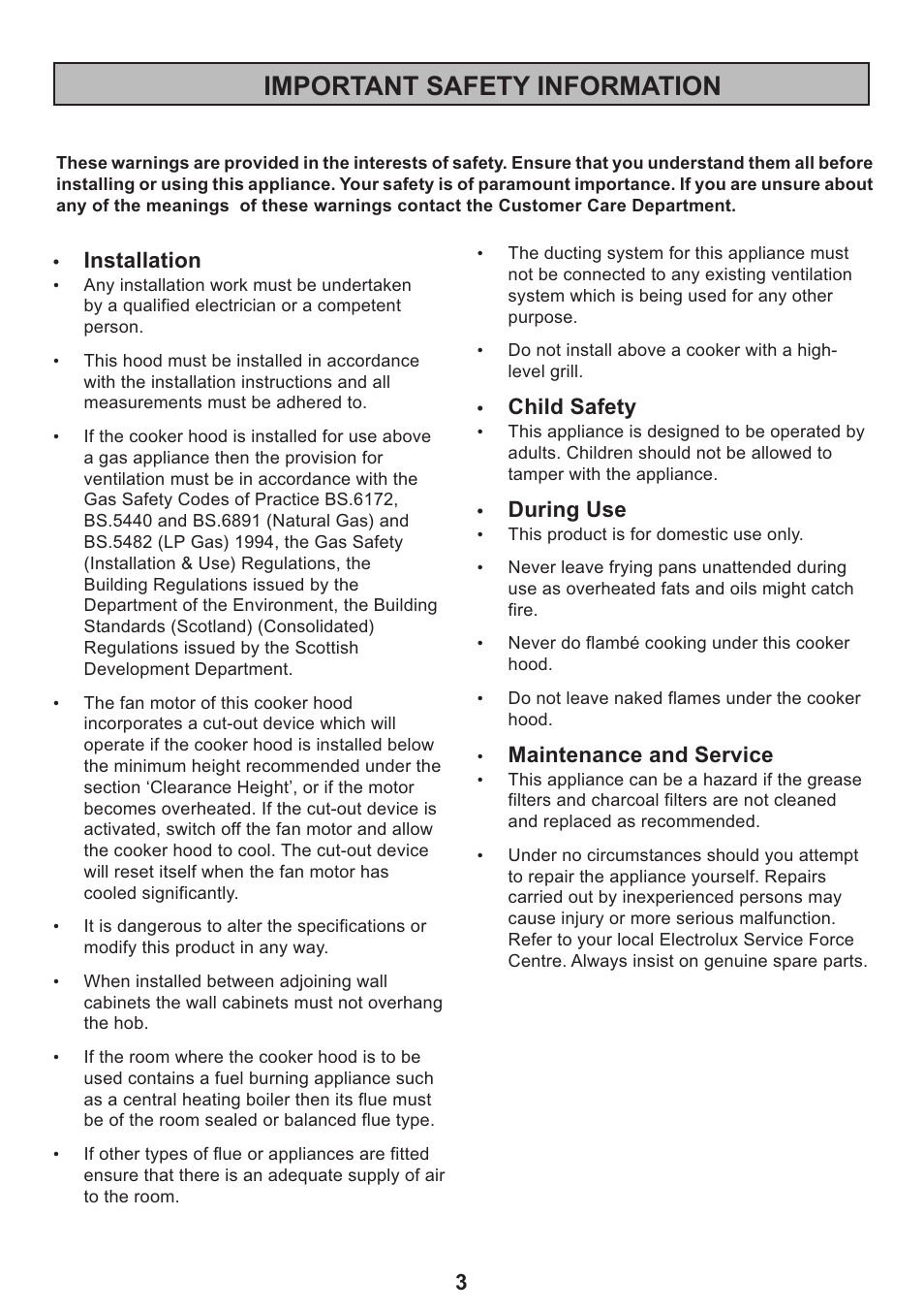 Important safety information | Electrolux CH120 User Manual | Page 3 / 20