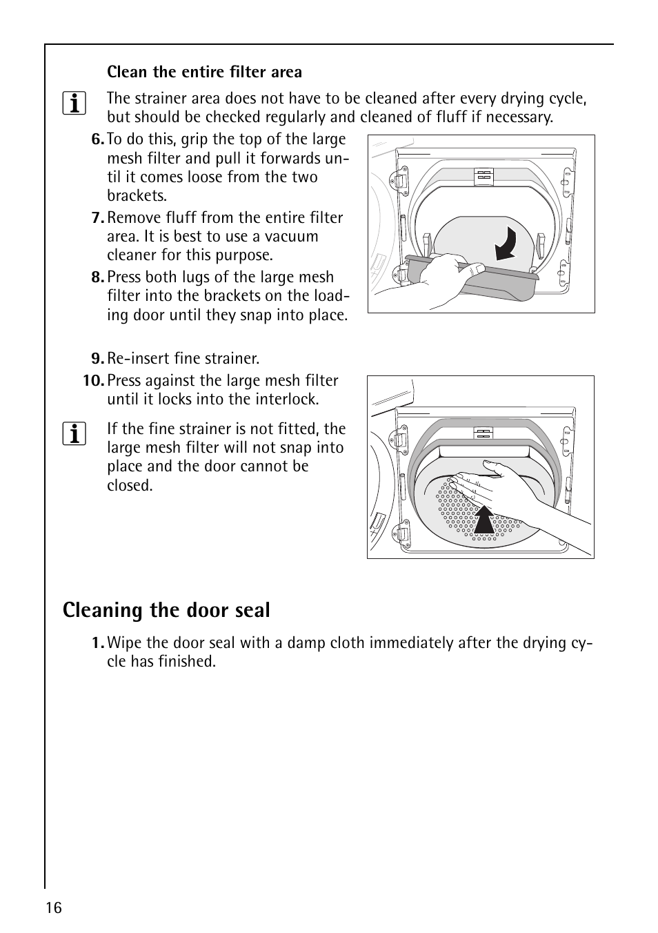 Cleaning the door seal | Electrolux lavatherm 56800 User Manual | Page 16 / 32