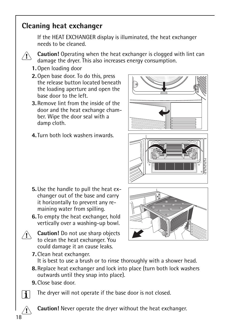 Cleaning heat exchanger | Electrolux lavatherm 56800 User Manual | Page 18 / 32