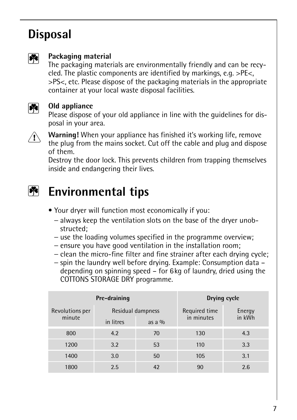 Disposal 2, 2 environmental tips | Electrolux lavatherm 56800 User Manual | Page 7 / 32