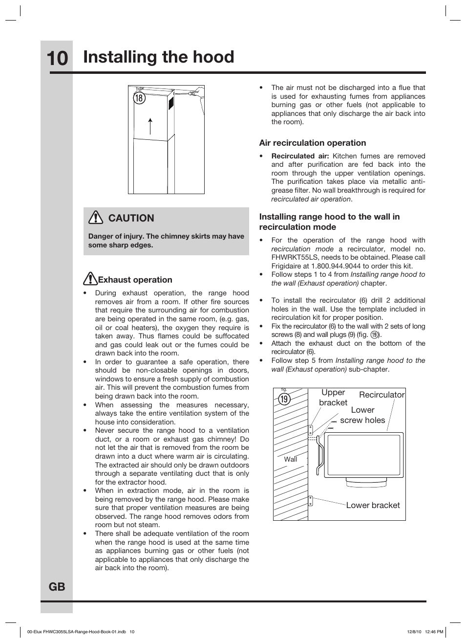 Operation, Caution | FRIGIDAIRE FHWC3055LS User Manual | Page 10 / 13