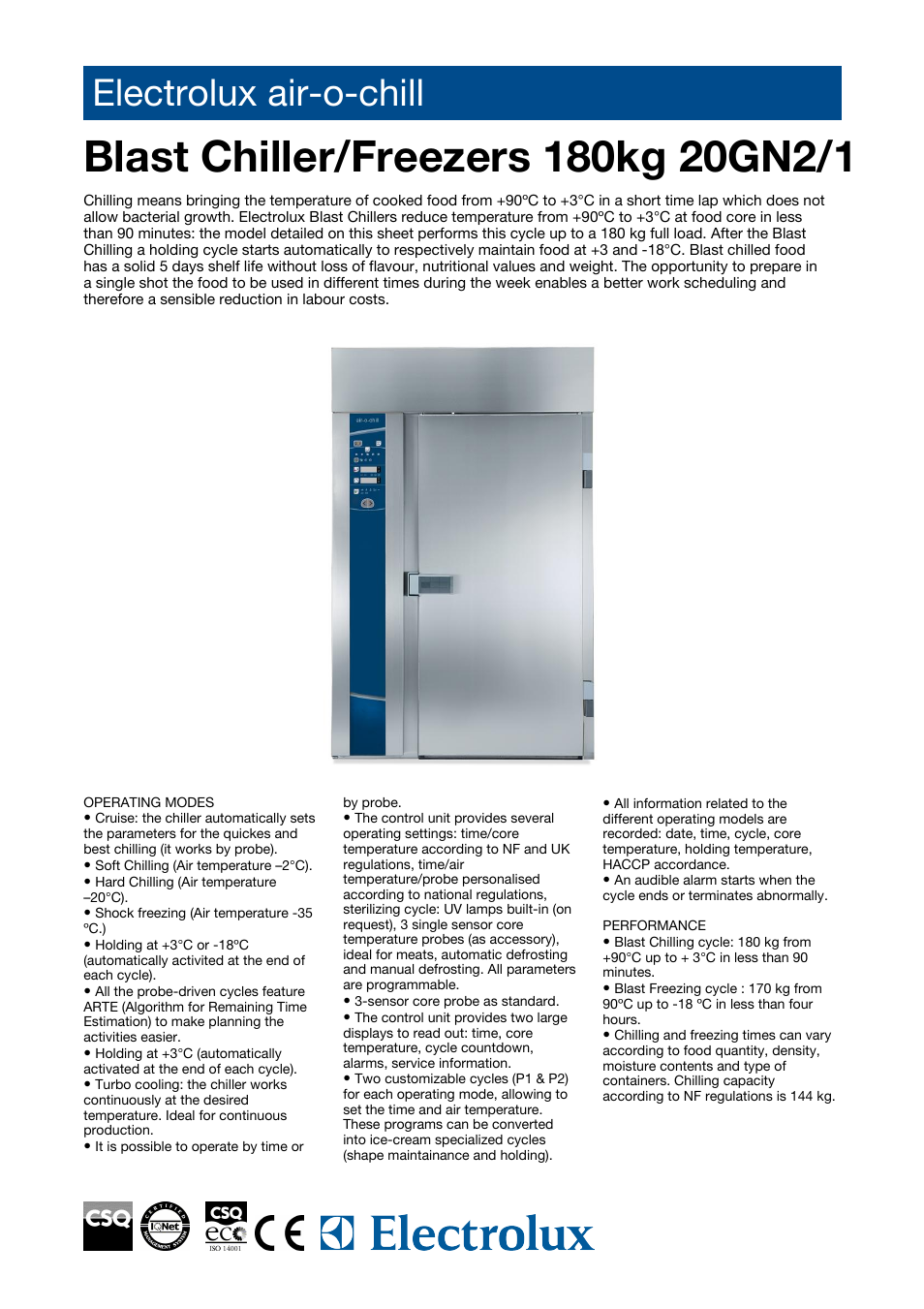 Electrolux Air-O-Chill 20 GN 2/1 User Manual | 4 pages