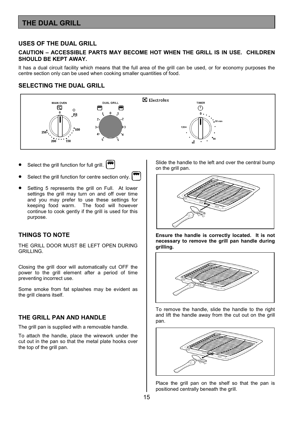 The dual grill | Electrolux EOD5310 User Manual | Page 15 / 28