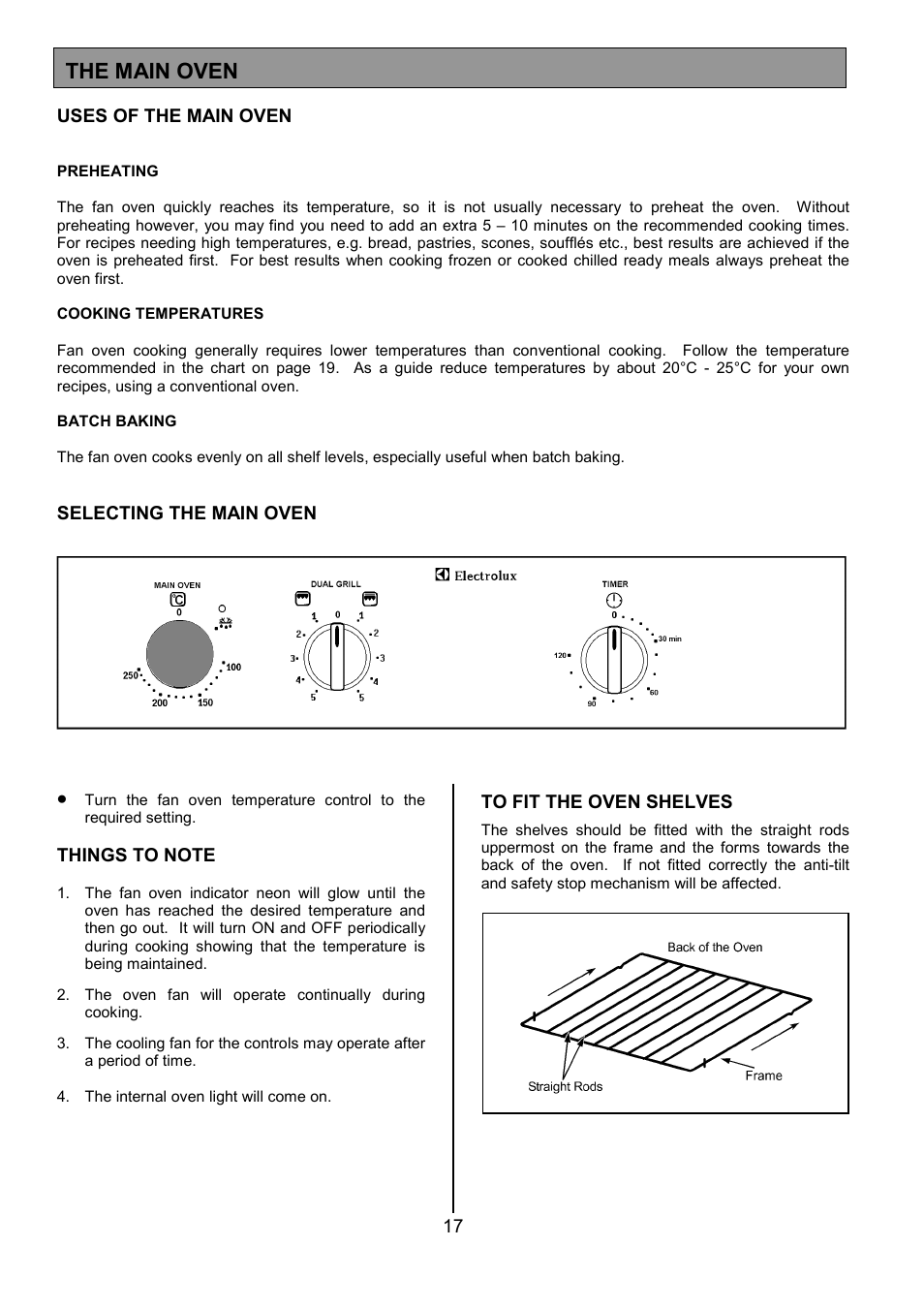 The main oven | Electrolux EOD5310 User Manual | Page 17 / 28