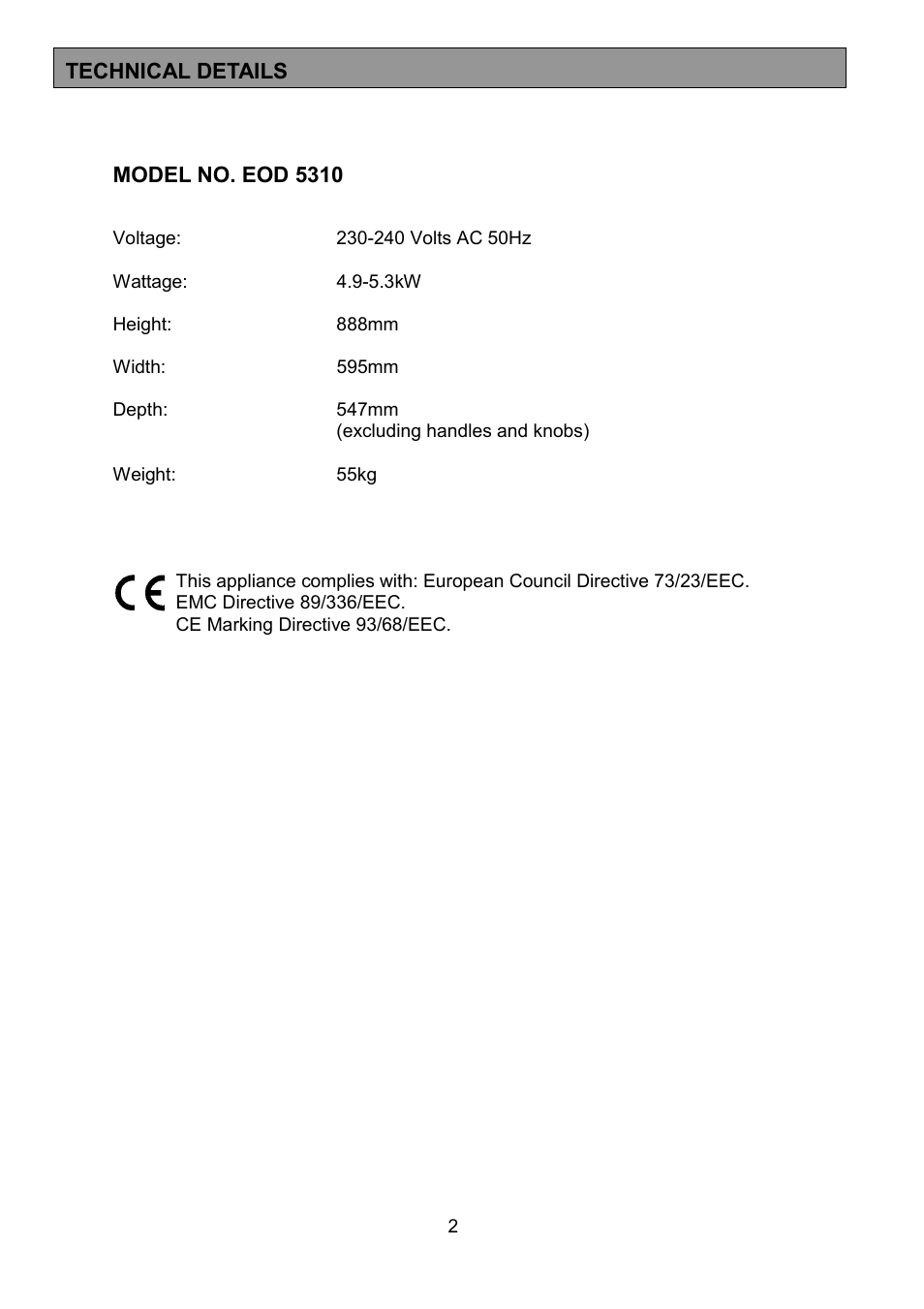 Electrolux EOD5310 User Manual | Page 2 / 28