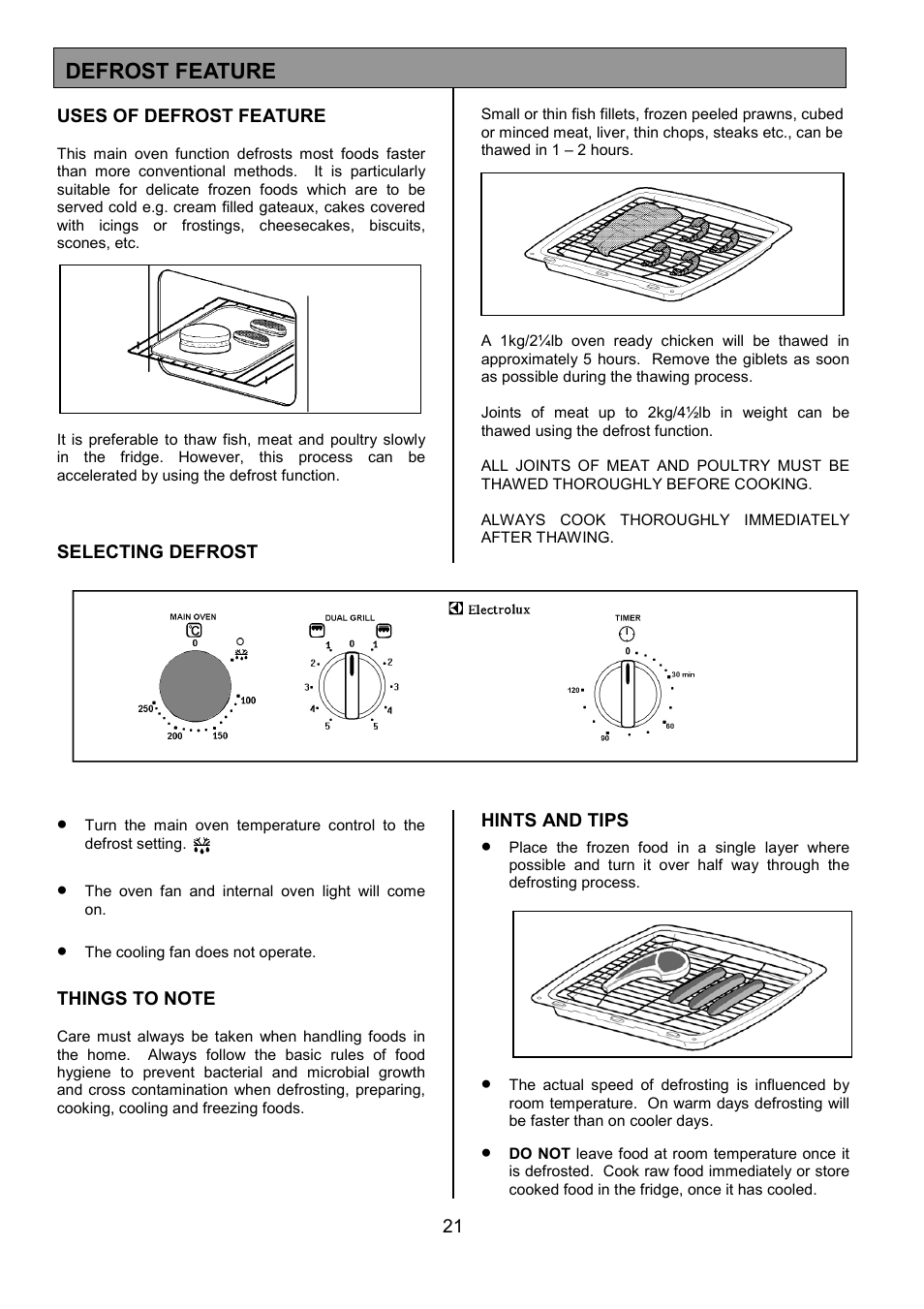 Defrost feature | Electrolux EOD5310 User Manual | Page 21 / 28