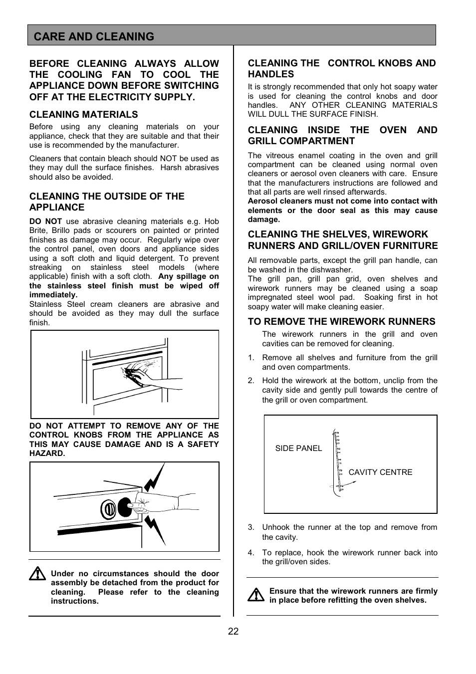 Care and cleaning | Electrolux EOD5310 User Manual | Page 22 / 28