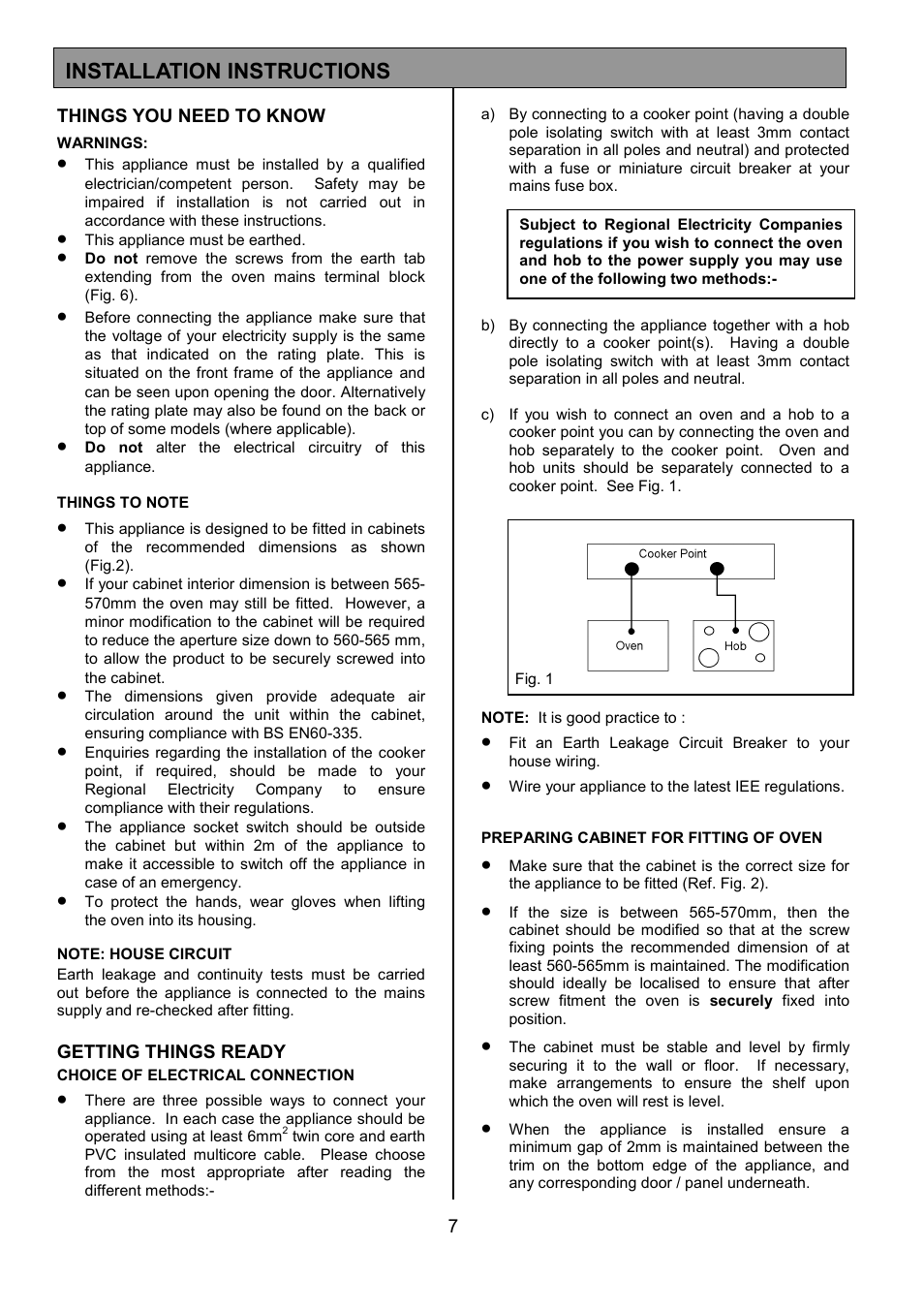 Installation instructions | Electrolux EOD5310 User Manual | Page 7 / 28