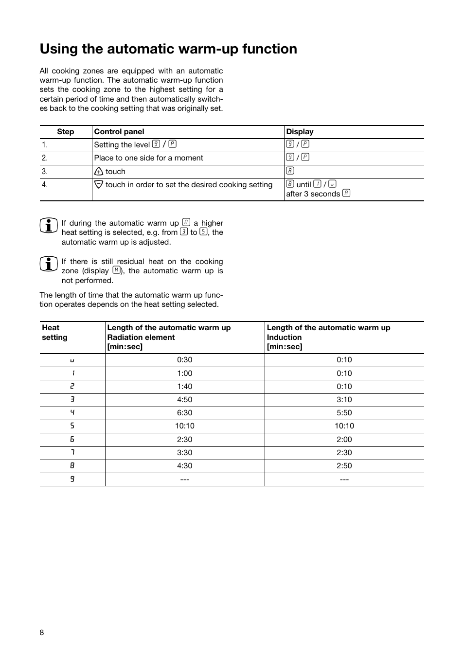 Using the automatic warm-up function | Electrolux EHD6671P User Manual | Page 8 / 28