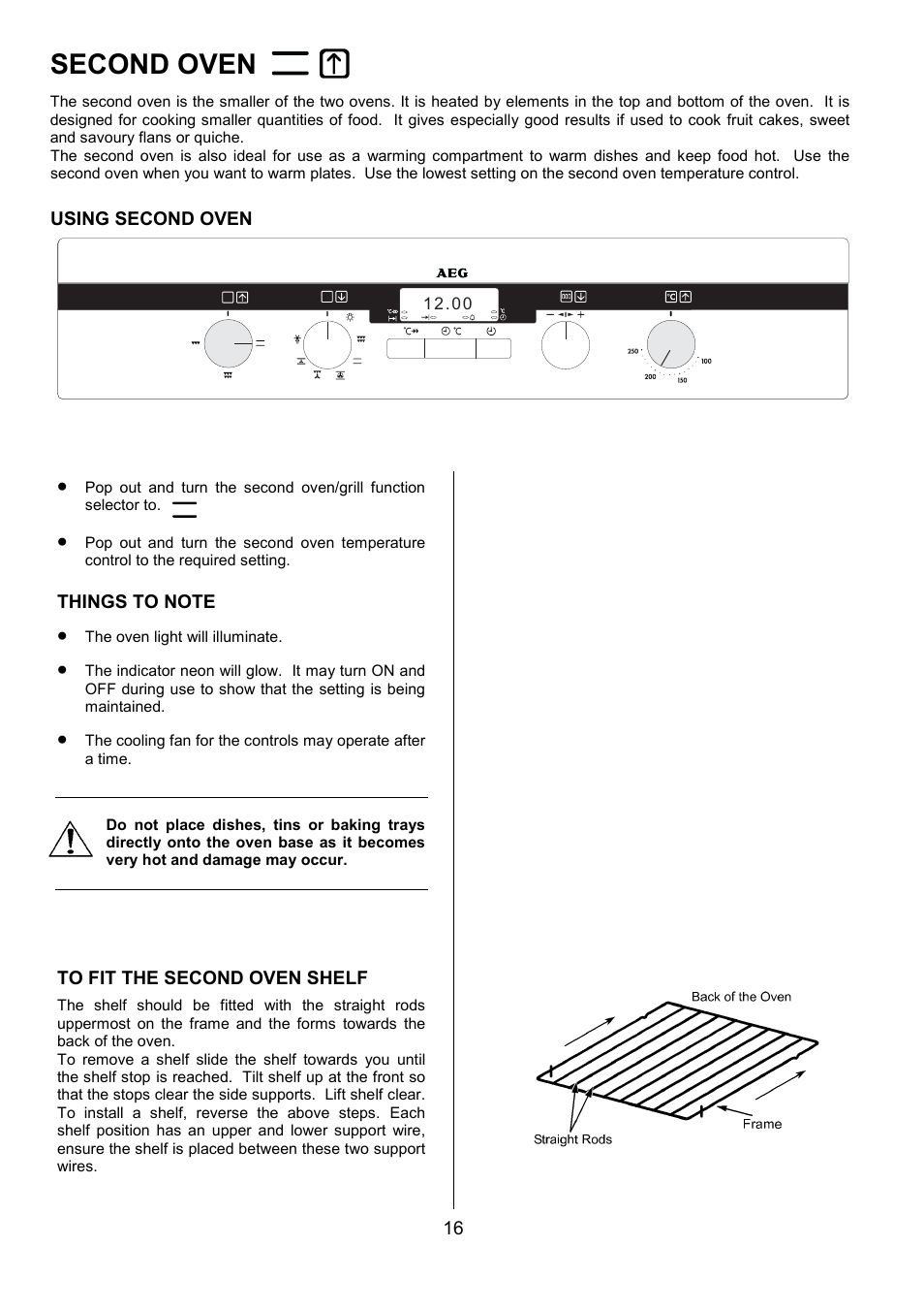 Second oven | Electrolux D5701-4 User Manual | Page 16 / 48