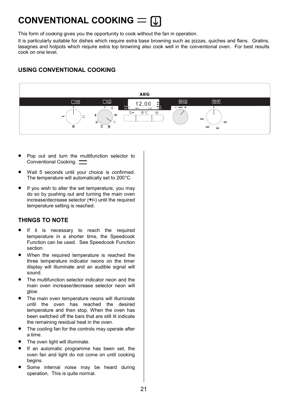 Conventional cooking | Electrolux D5701-4 User Manual | Page 21 / 48