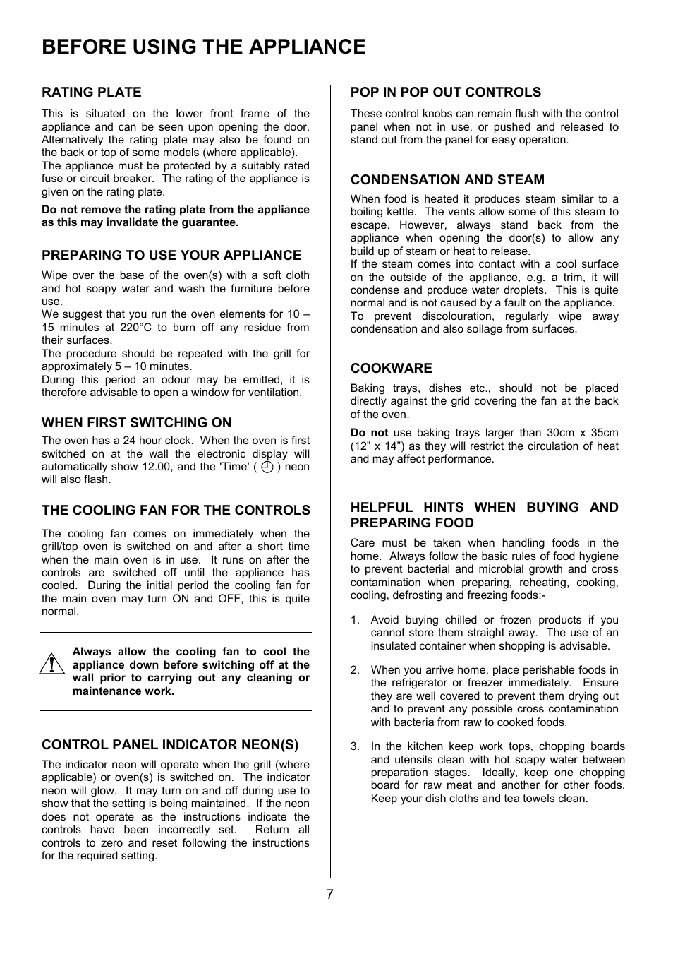 Before using the appliance | Electrolux D5701-4 User Manual | Page 7 / 48