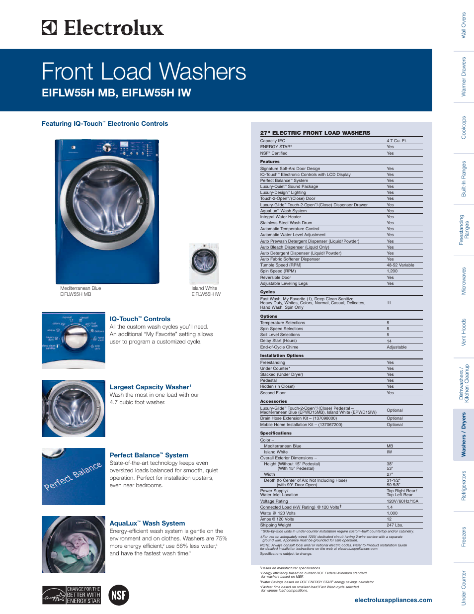 Electrolux EIFLW55HMB User Manual | 2 pages