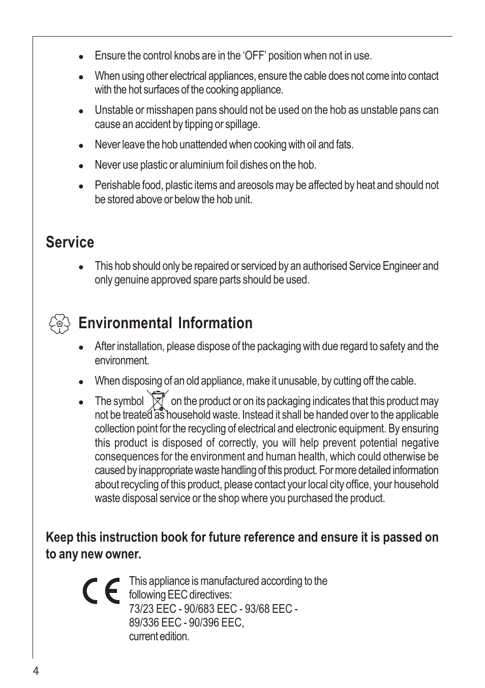 Service, Environmental information | Electrolux U30130 21602 G User Manual | Page 4 / 28
