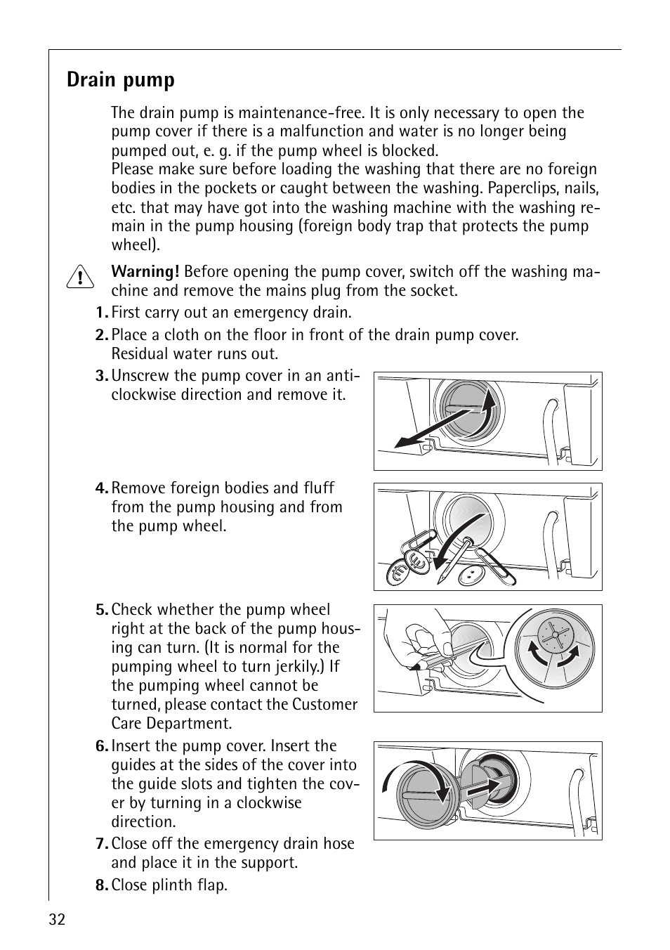 Drain pump | Electrolux LAVAMAT 1610 User Manual | Page 32 / 48