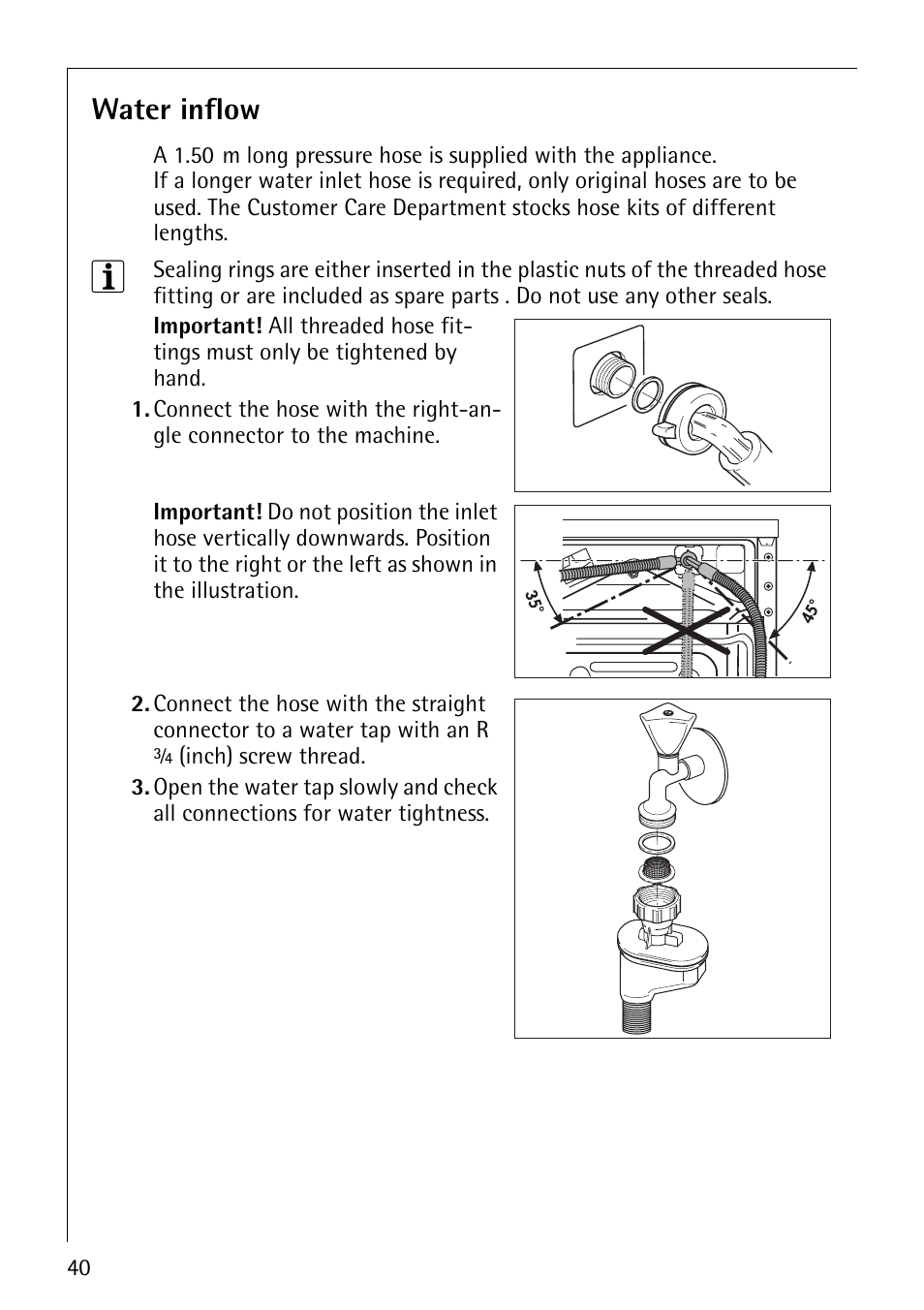 Water inflow | Electrolux LAVAMAT 1610 User Manual | Page 40 / 48
