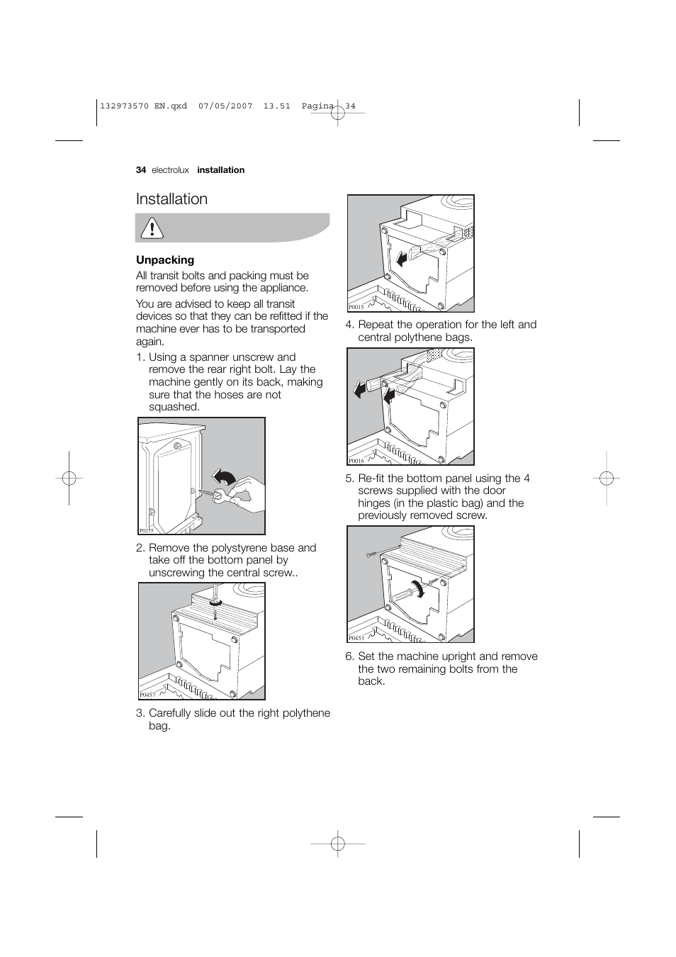 Installation | Electrolux EWG 14740 W User Manual | Page 34 / 48