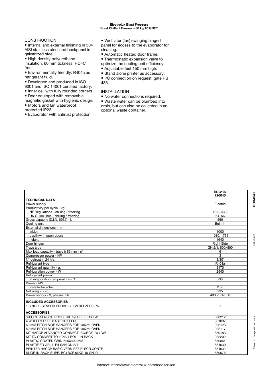 Electrolux Blast Chiller/Freezer 10 GN2/1 User Manual | Page 2 / 3