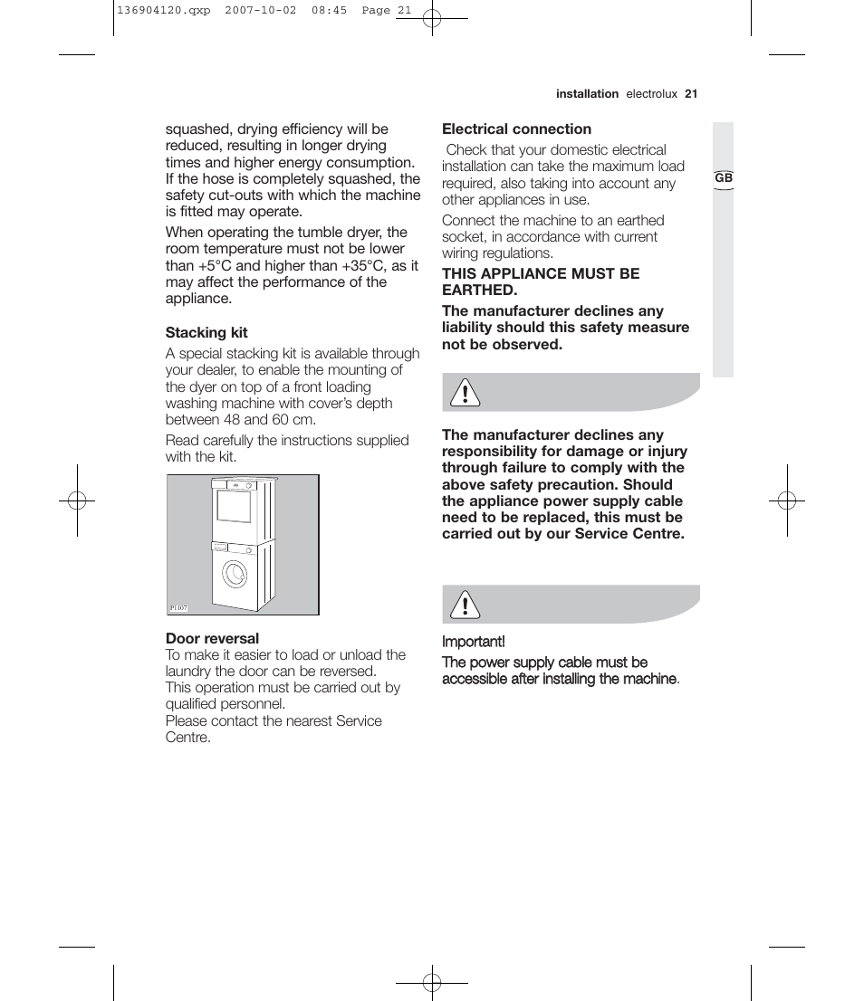 Electrolux EDE 36150W User Manual | Page 21 / 25