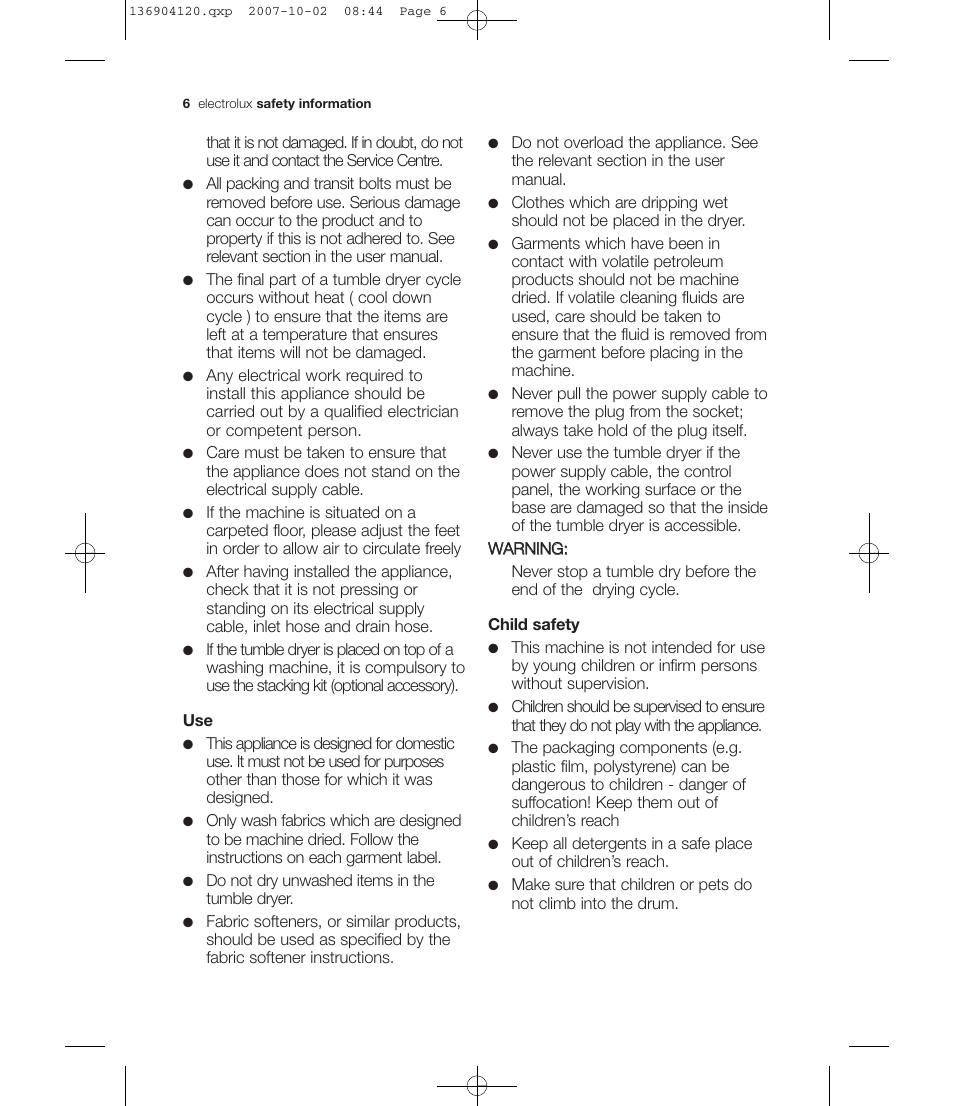 Electrolux EDE 36150W User Manual | Page 6 / 25