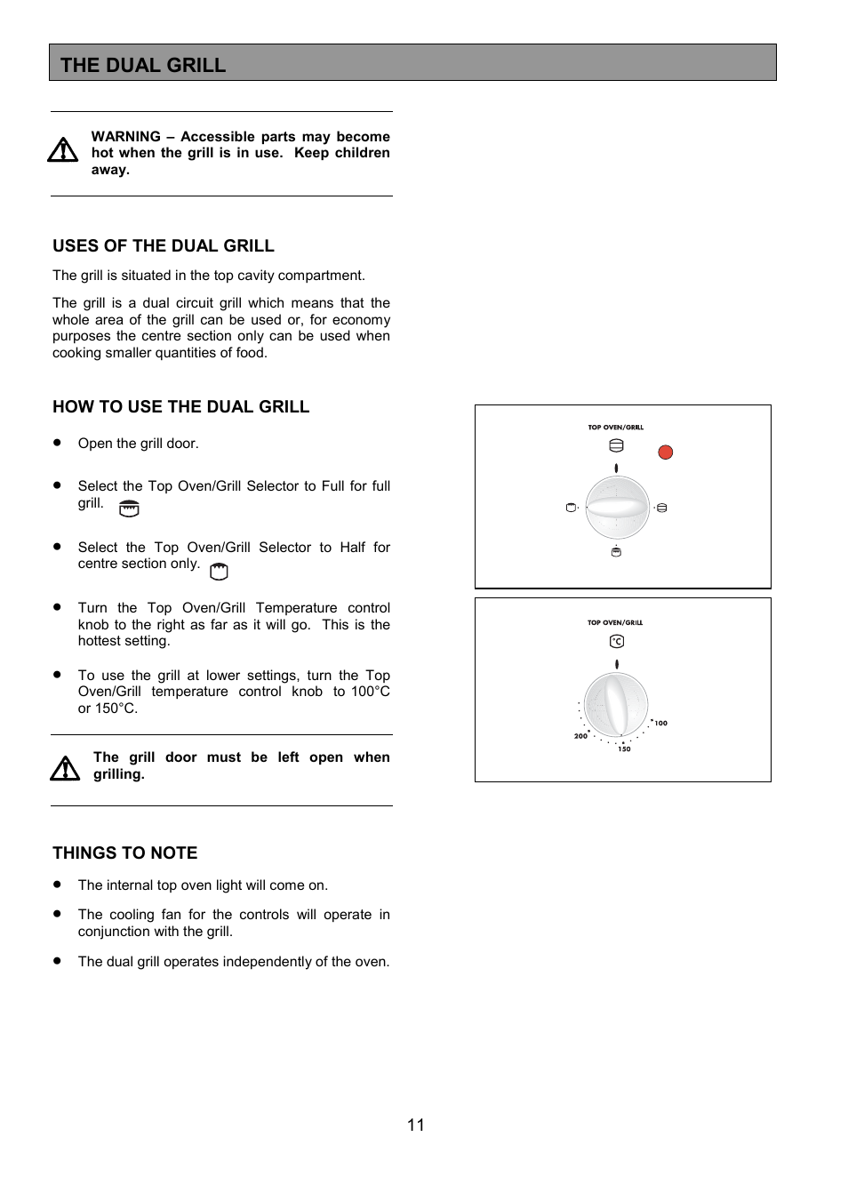 The dual grill | Electrolux U25187 FDO 900 User Manual | Page 11 / 40