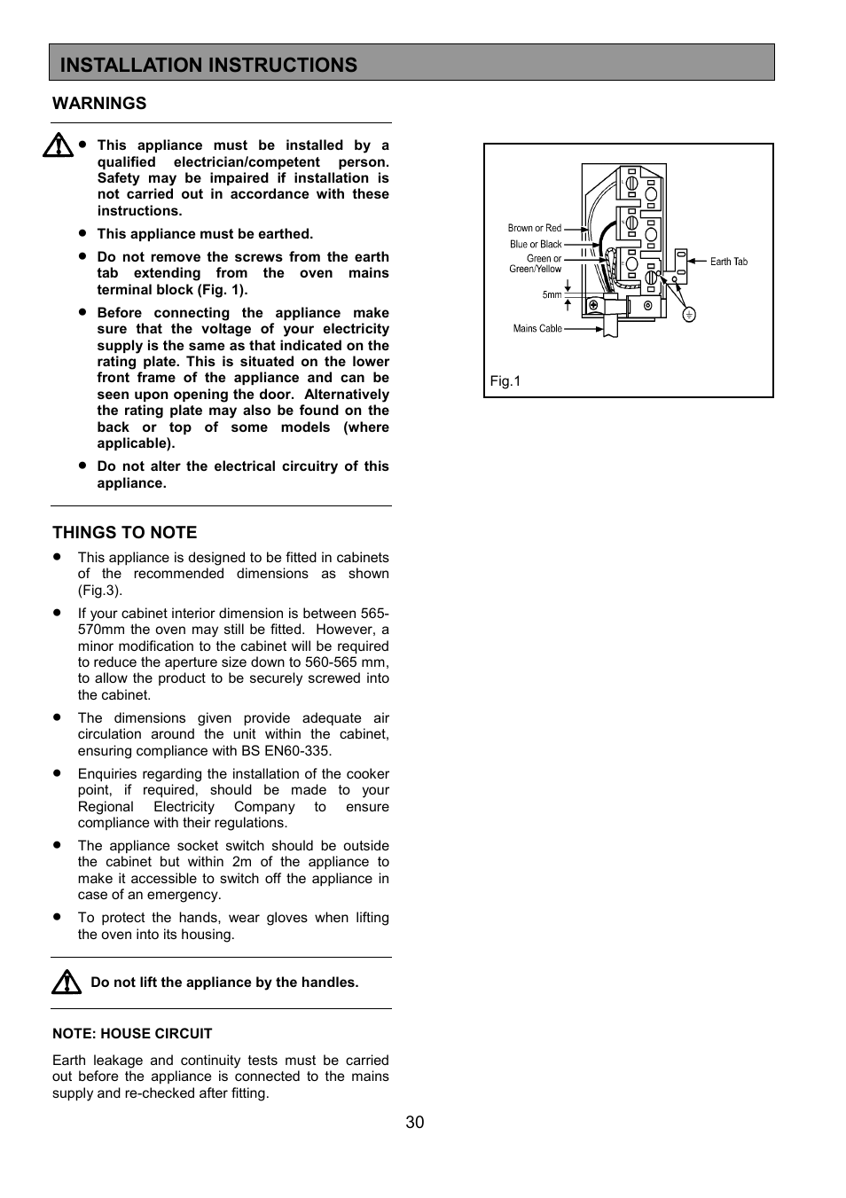 Installation instructions | Electrolux U25187 FDO 900 User Manual | Page 30 / 40