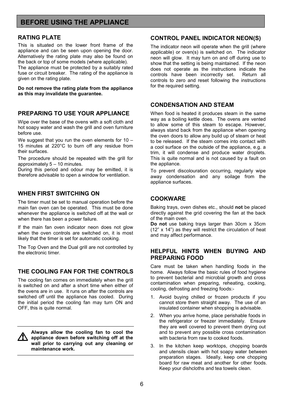 Before using the appliance | Electrolux U25187 FDO 900 User Manual | Page 6 / 40