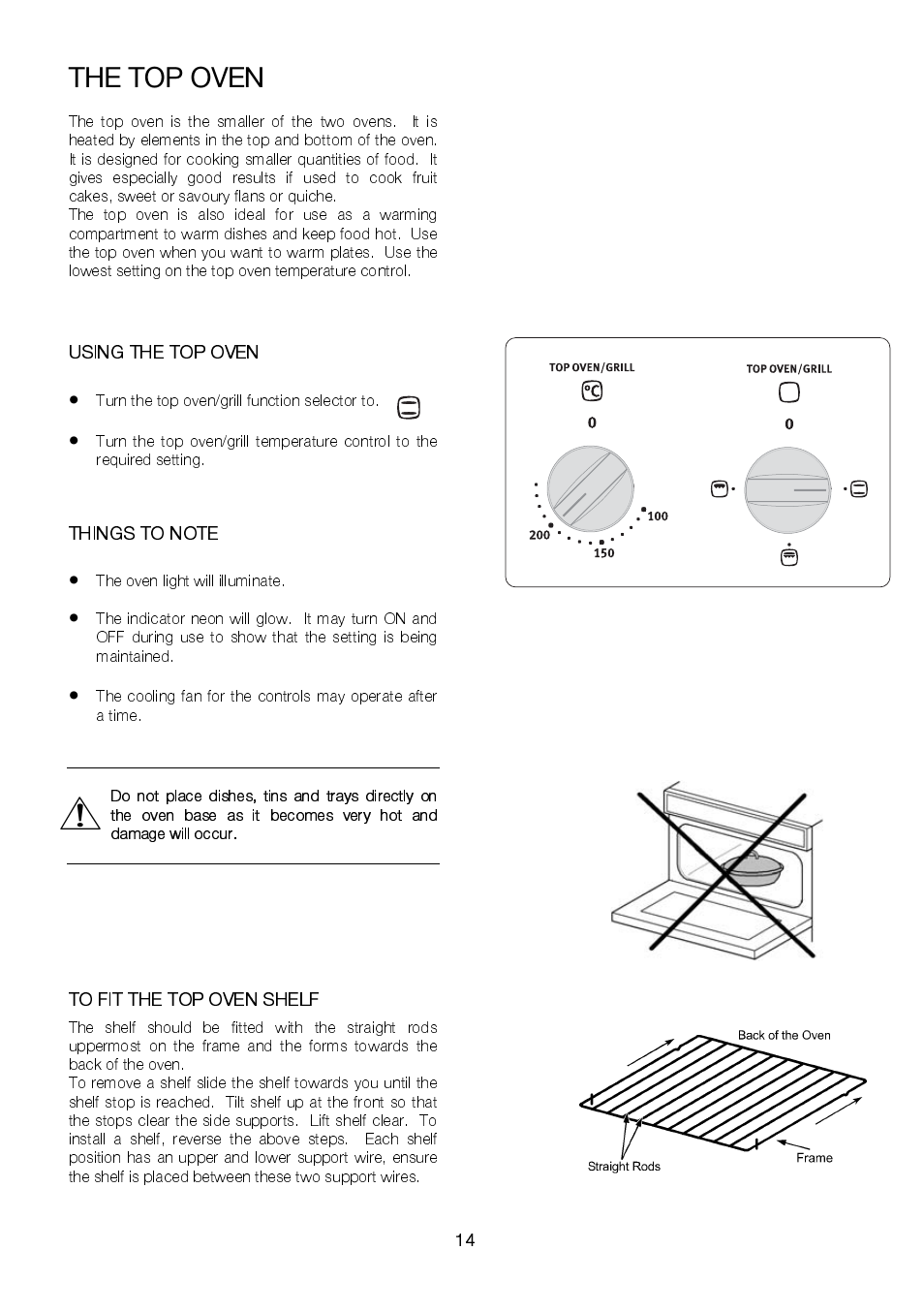 The top oven | Electrolux EKC6046 User Manual | Page 14 / 40