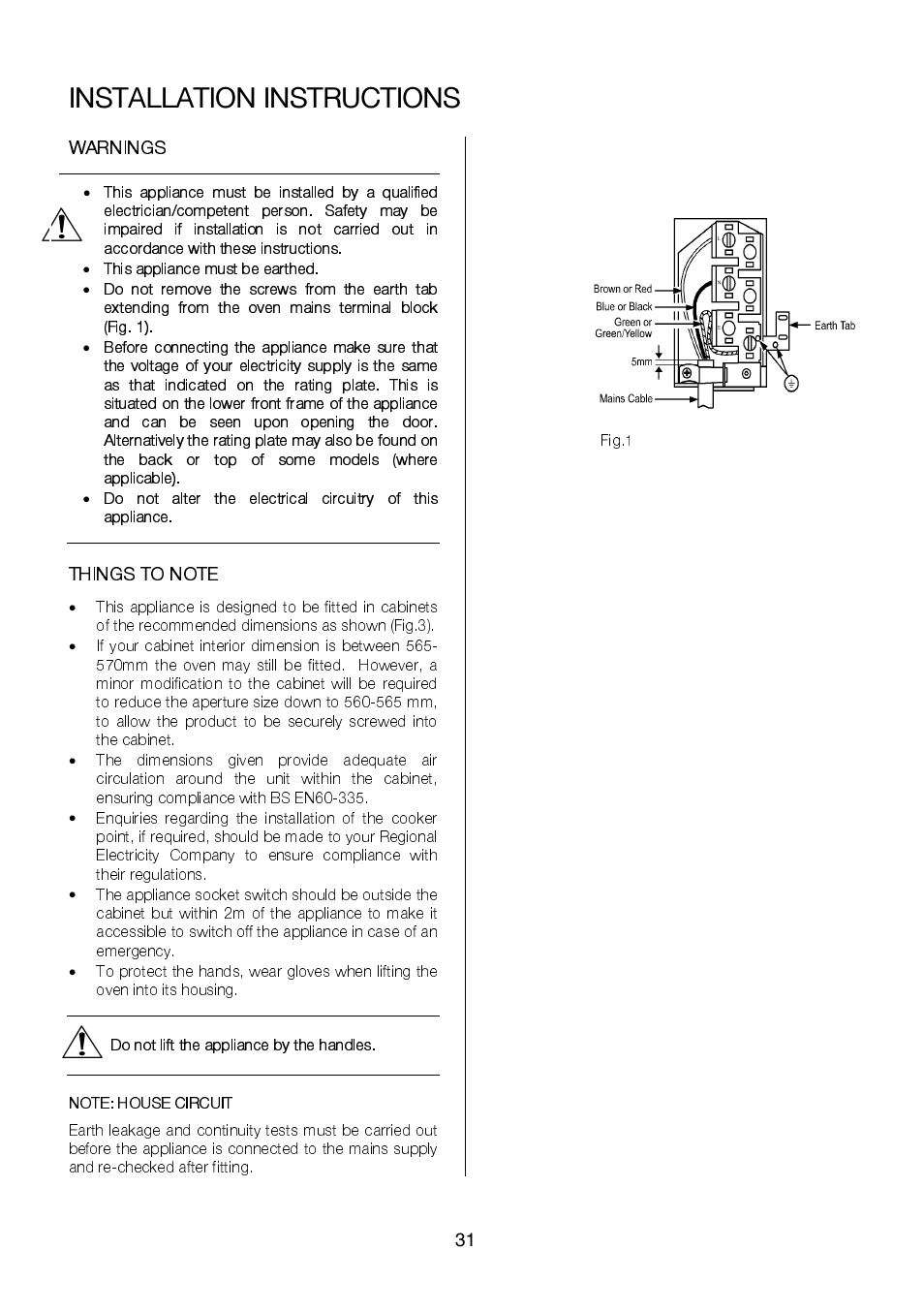 Installation instructions | Electrolux EKC6046 User Manual | Page 31 / 40