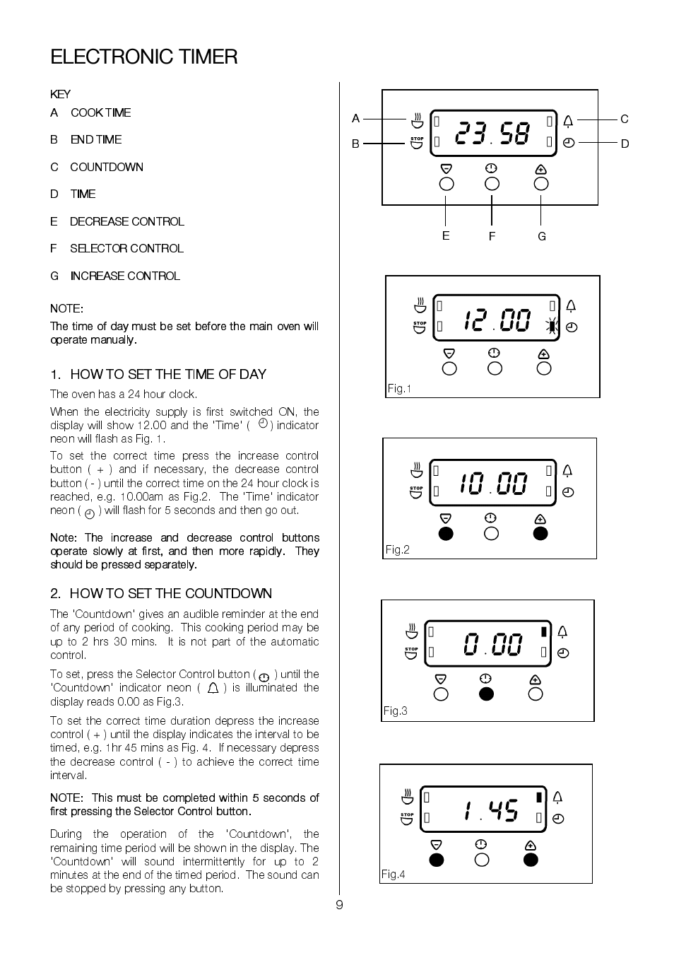 Electronic timer | Electrolux EKC6046 User Manual | Page 9 / 40