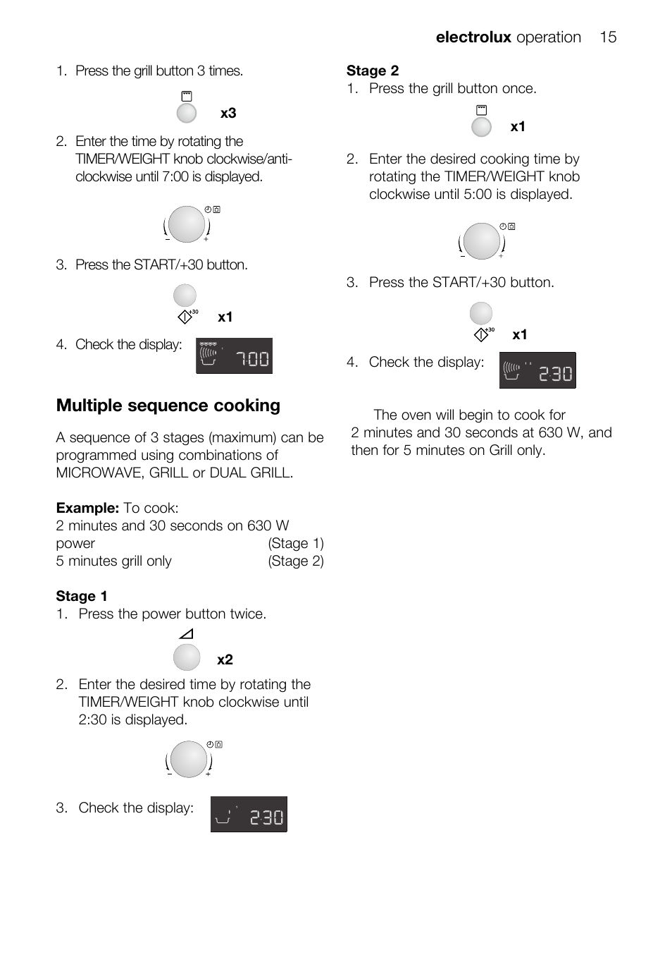 Multiple sequence cooking, Electrolux operation 15 | Electrolux EMS26415 User Manual | Page 15 / 36