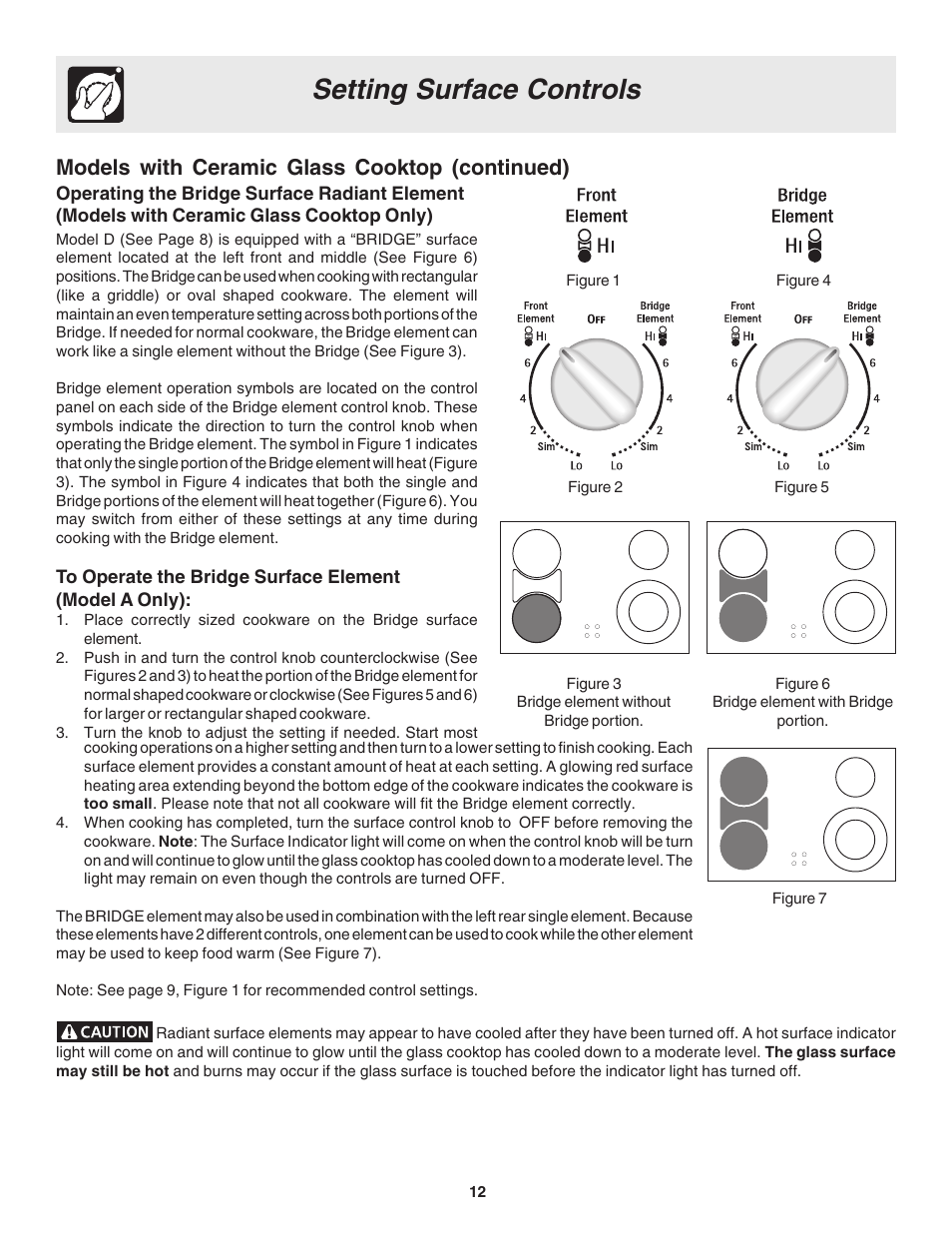Setting surface controls, Models with ceramic glass cooktop (continued) | Electrolux Drop-in User Manual | Page 12 / 28