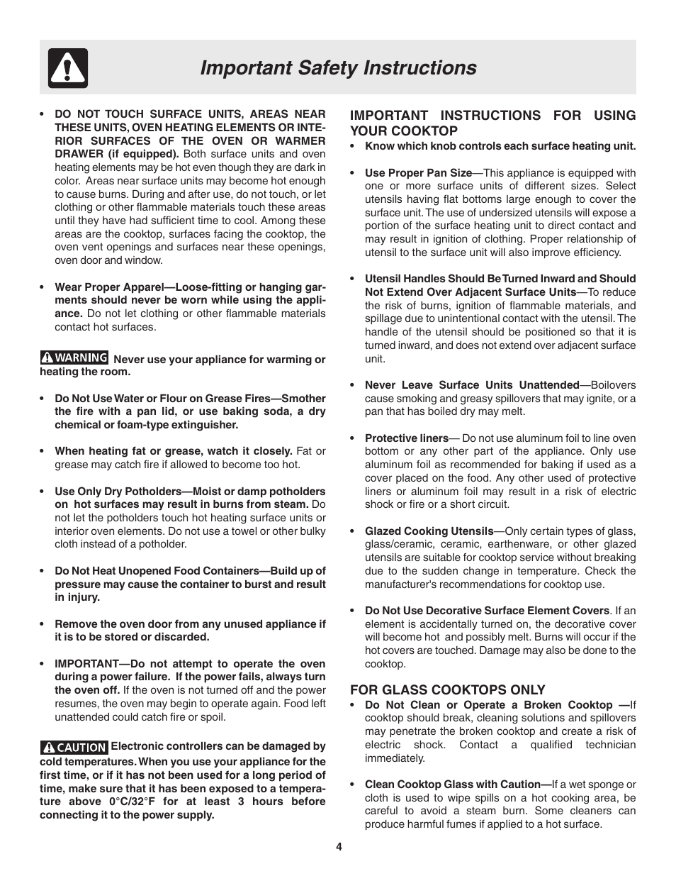 Important safety instructions | Electrolux Drop-in User Manual | Page 4 / 28