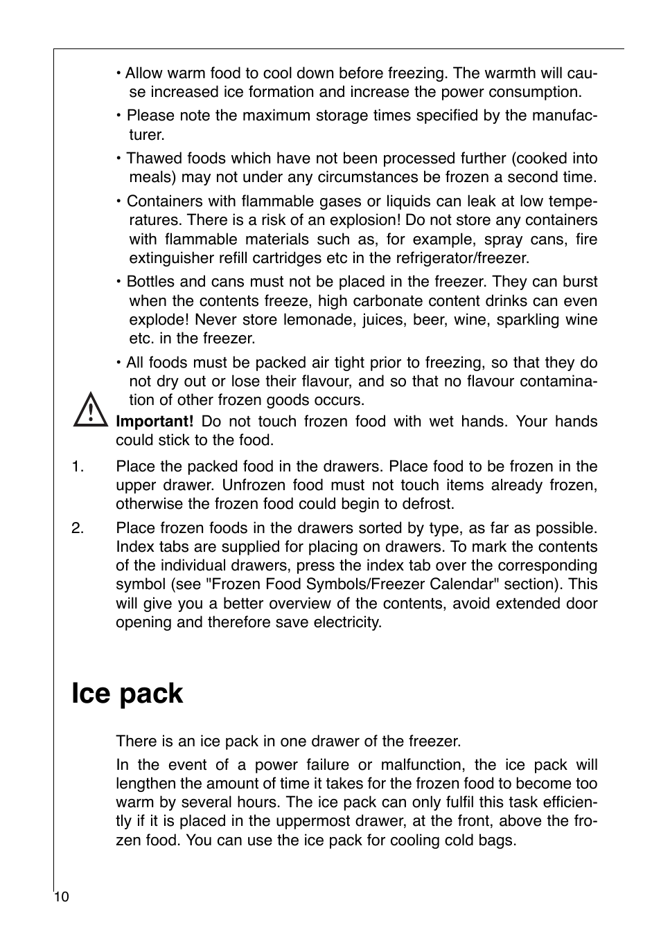 Ice pack | Electrolux 2972-6 i User Manual | Page 10 / 28