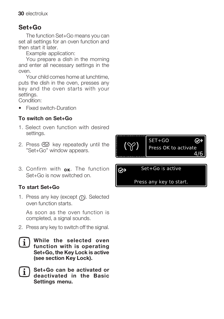 Set+go | Electrolux EOB 68713 User Manual | Page 30 / 52