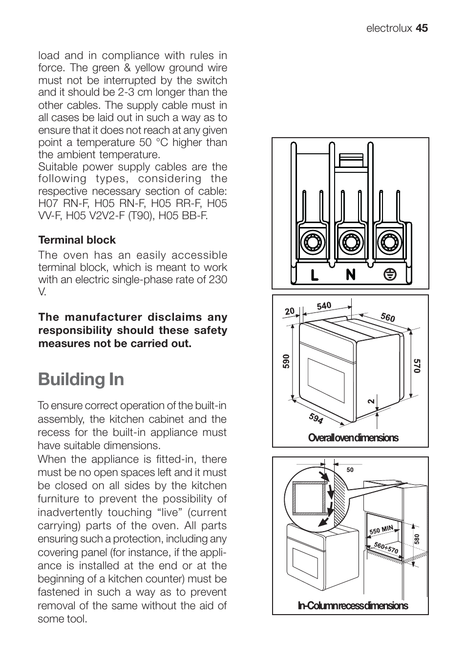 Building in | Electrolux EOB 68713 User Manual | Page 45 / 52