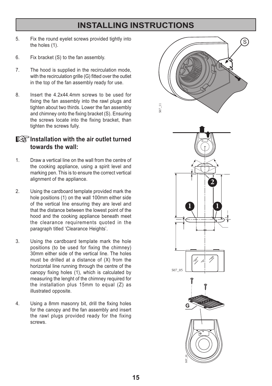 Installing instructions | Electrolux 2020 D User Manual | Page 15 / 20