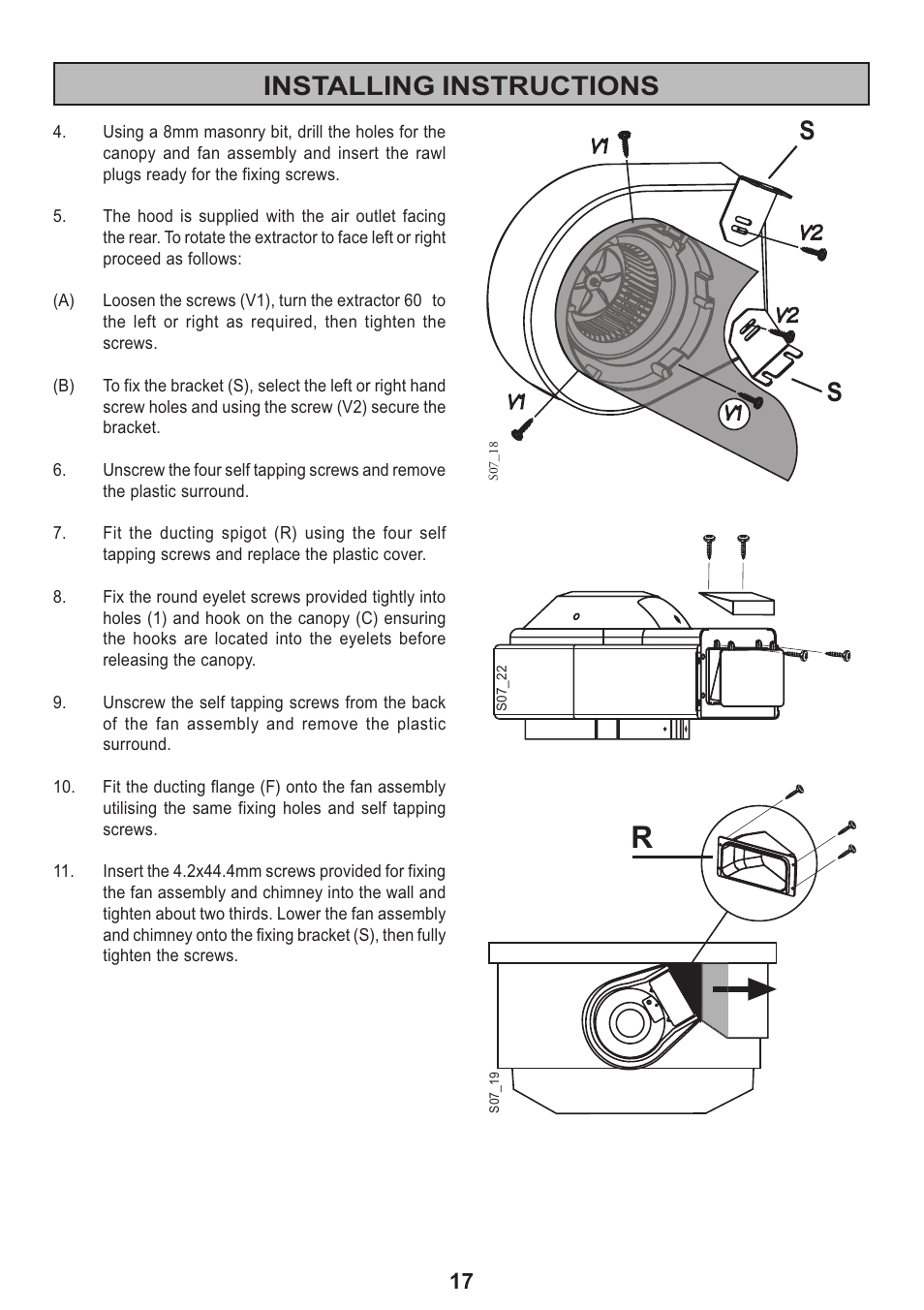 Installing instructions | Electrolux 2020 D User Manual | Page 17 / 20