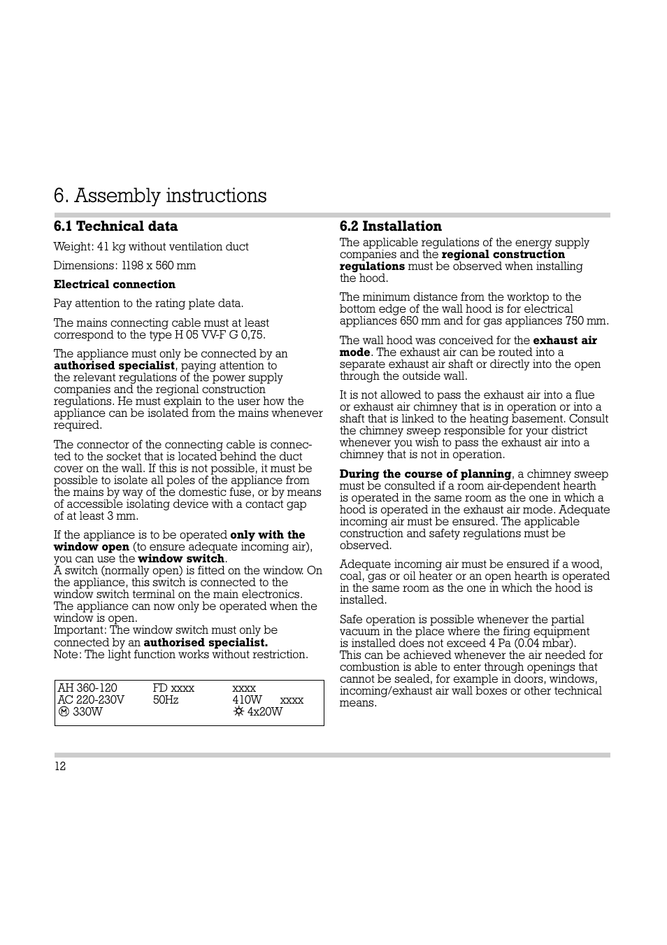 Assembly instructions | Electrolux AH 360-120 User Manual | Page 13 / 16