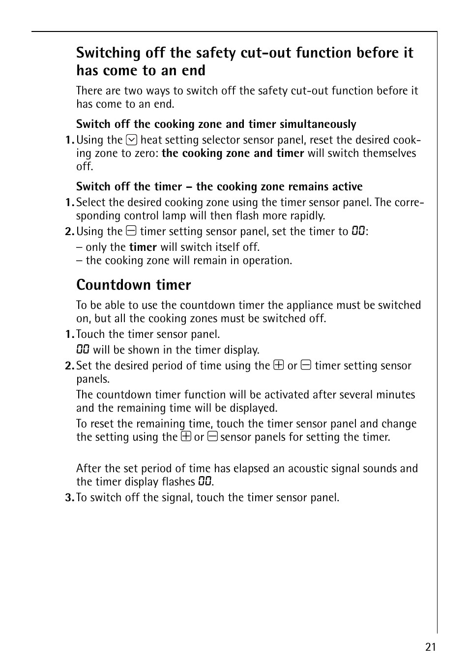 Countdown timer | Electrolux 79301 KF-MN User Manual | Page 21 / 36