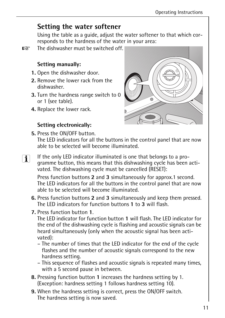 Setting the water softener | Electrolux 44050 VI User Manual | Page 11 / 48