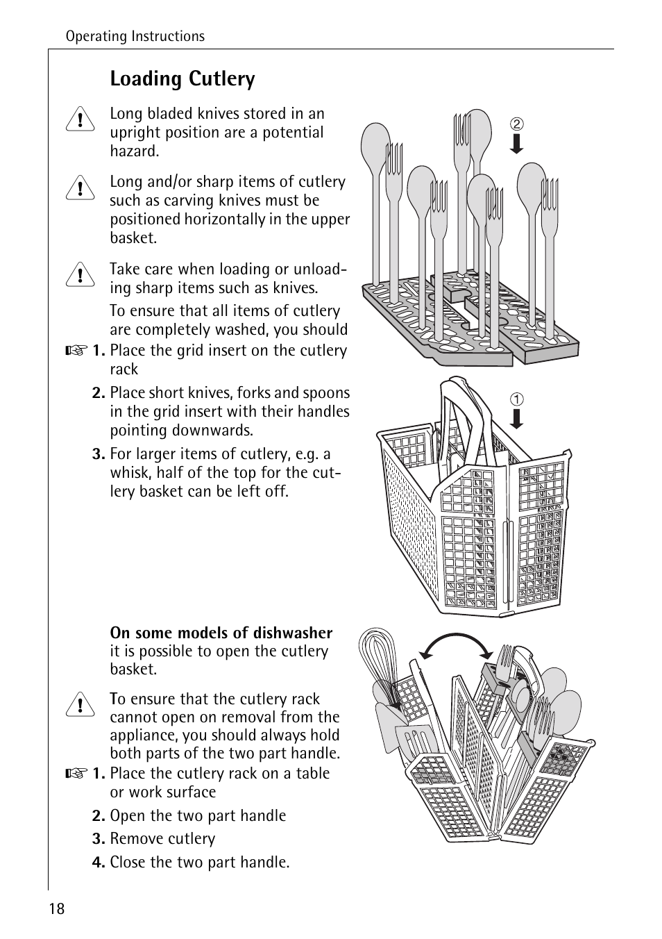 Loading cutlery | Electrolux 44050 VI User Manual | Page 18 / 48