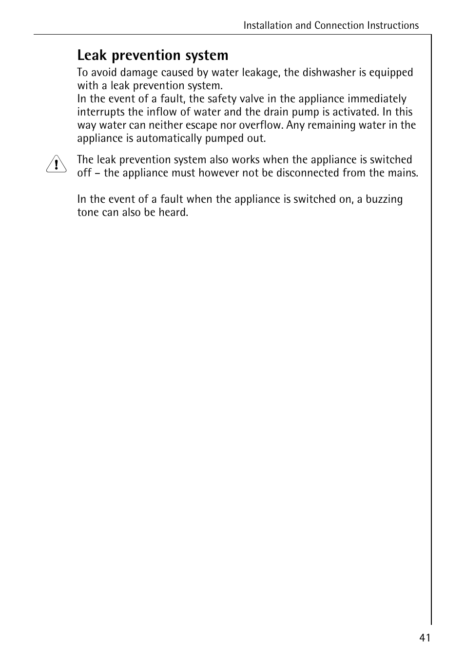Leak prevention system | Electrolux 44050 VI User Manual | Page 41 / 48