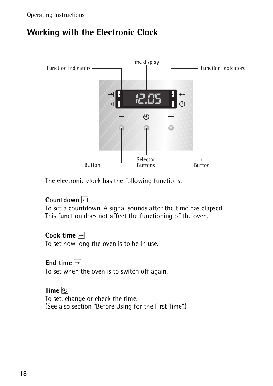 Working with the electronic clock | Electrolux B4140-1 User Manual | Page 18 / 64