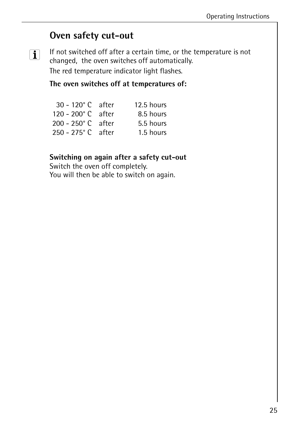 Oven safety cut-out | Electrolux B4140-1 User Manual | Page 25 / 64